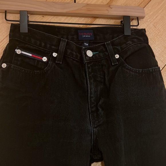 VINTAGE Tommy Jeans Black 100% cotton jeans Size3/30 - Picture 3 of 7